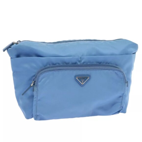 PRADA Pouch Nylon Light Blue Auth - Picture 1 of 7